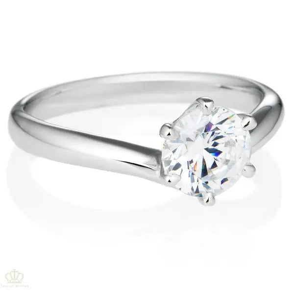 Six Prong V Shape Round Brilliant Engagement Ring [Setting Only] - EC013 - Roselle Jewelry