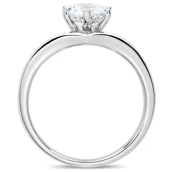 Six Prong V Shape Round Brilliant Engagement Ring [Setting Only] - EC013 - Roselle Jewelry