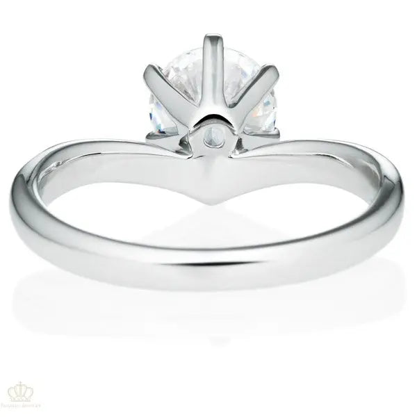 Six Prong V Shape Round Brilliant Engagement Ring [Setting Only] - EC013 - Roselle Jewelry