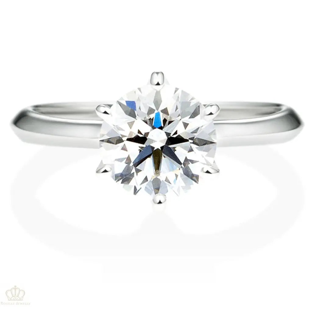 Six Prong Solitaire Round Brilliant Engagement Ring [Setting Only] - EC007 - Roselle Jewelry