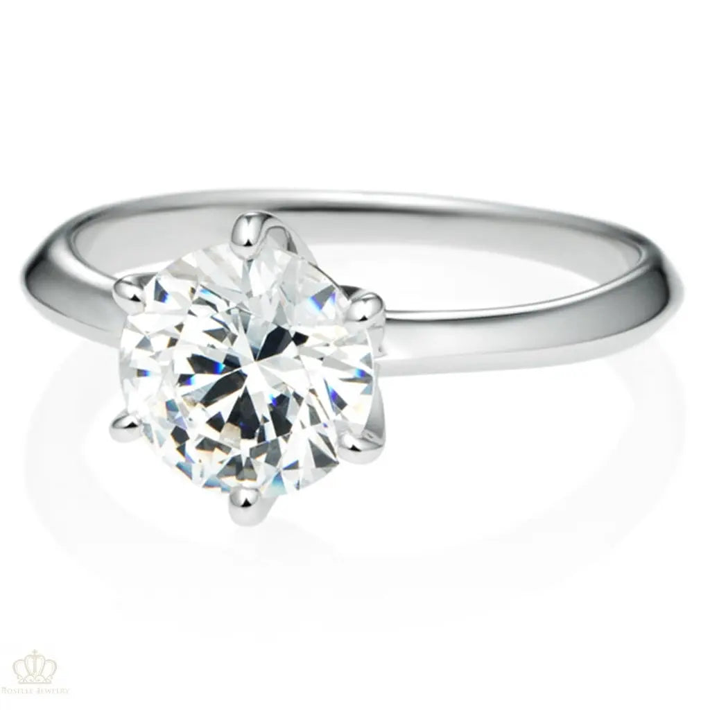 Six Prong Solitaire Round Brilliant Engagement Ring [Setting Only] - EC007 - Roselle Jewelry