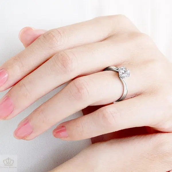 Six Prong Twist Round Brilliant Engagement Ring [Setting Only] - EC009 - Roselle Jewelry