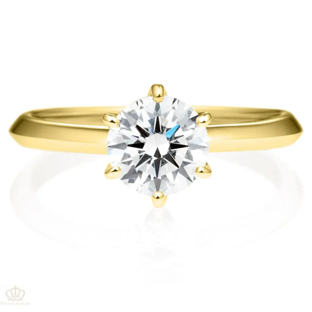 Six Prong Solitaire Round Brilliant Engagement Ring [Setting Only] - EC007 - Roselle Jewelry