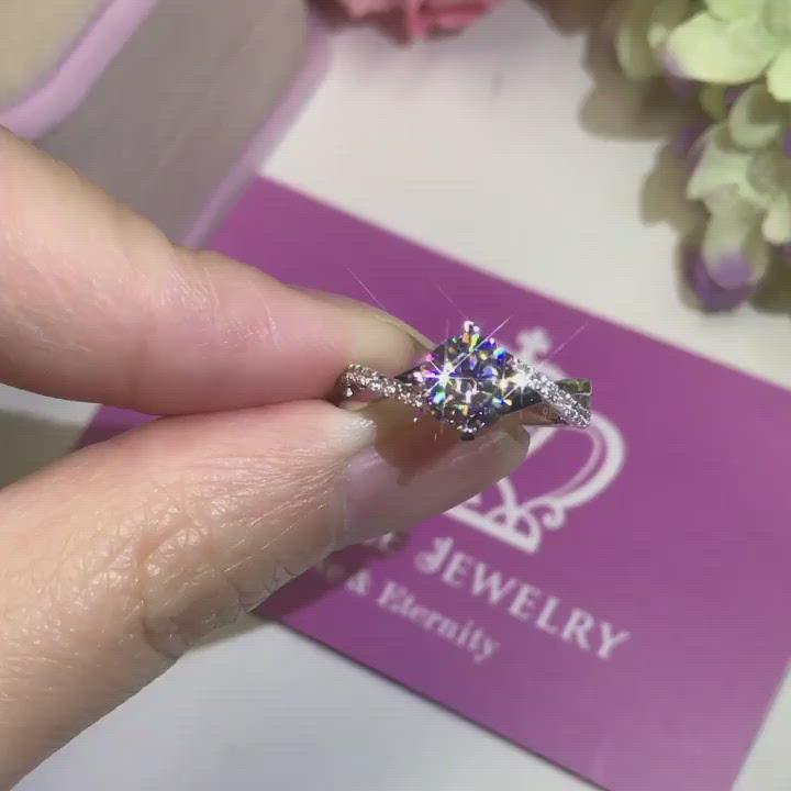 T6 - Four Prong Twist Side Stone Engagement Ring