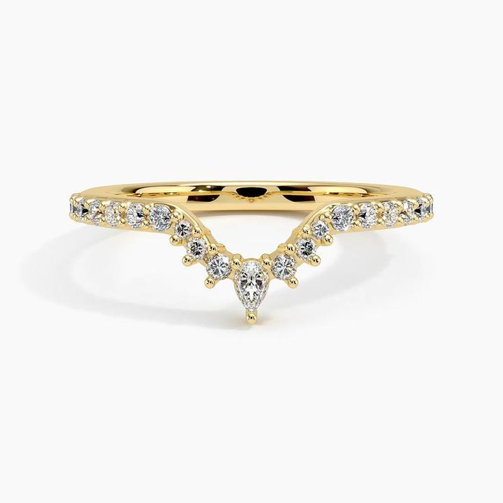0.29CTW Luxe Lunette Diamond V Shape Wedding Band Ring - LR33 - Roselle Jewelry