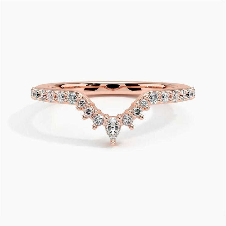 0.29CTW Luxe Lunette Diamond V Shape Wedding Band Ring - LR33 - Roselle Jewelry