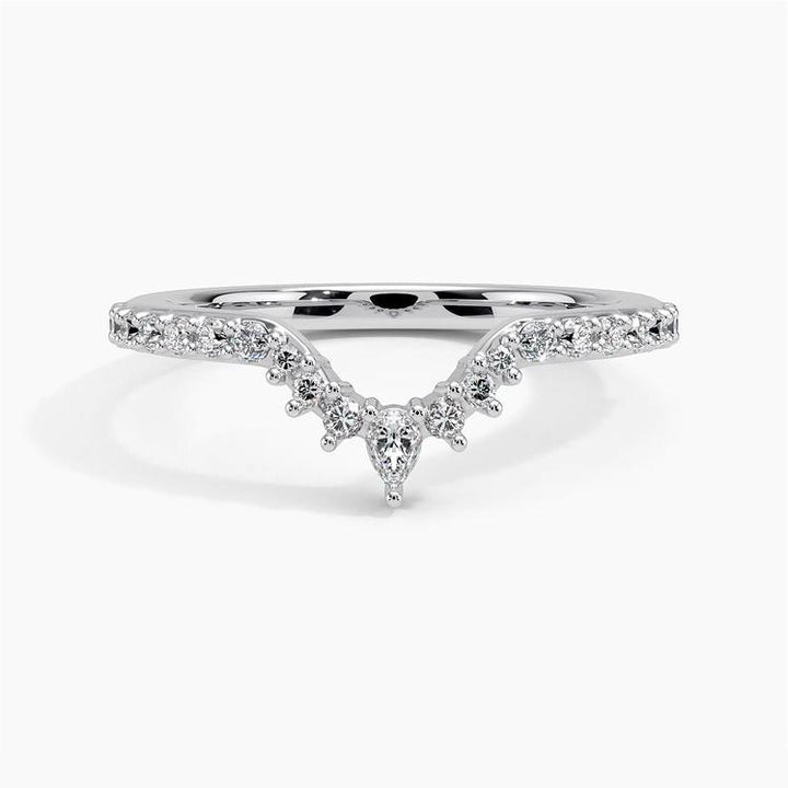 0.29CTW Luxe Lunette Diamond V Shape Wedding Band Ring - LR33 - Roselle Jewelry
