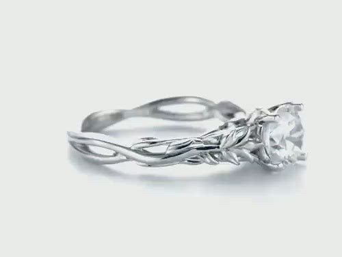 Four Prong Vintage Floral Solitaire Diamond Engagement Ring [Setting Only] - EC037