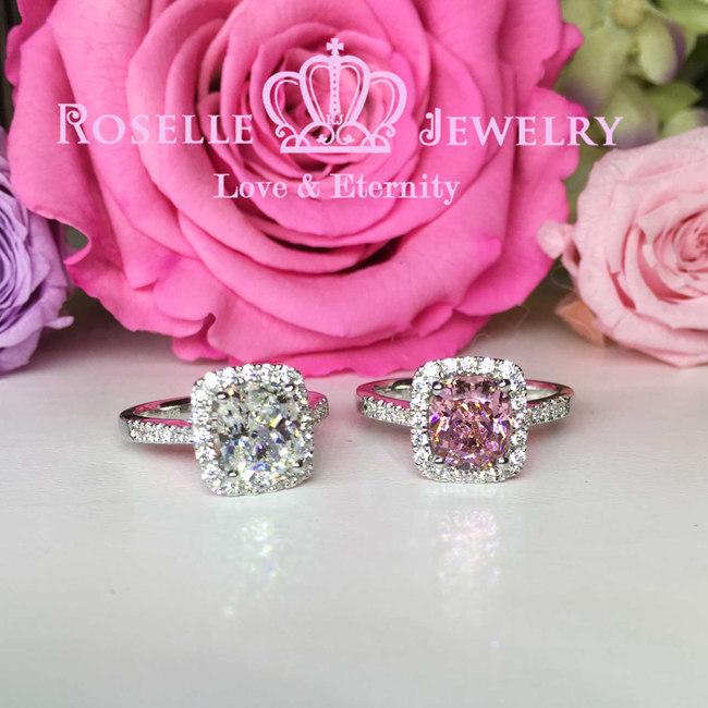 Cushion Cut Halo Engagement Ring - WY1PY1FY1 - Roselle Jewelry