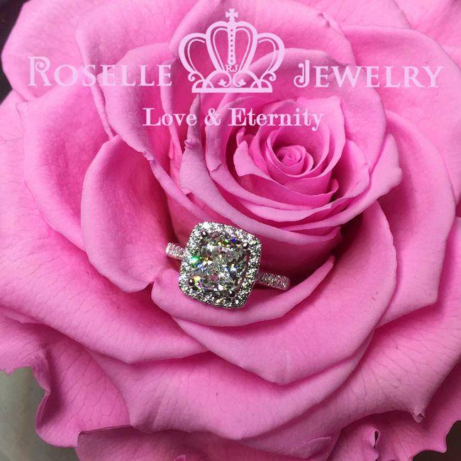 Cushion Cut Halo Engagement Ring - WY1PY1FY1 - Roselle Jewelry