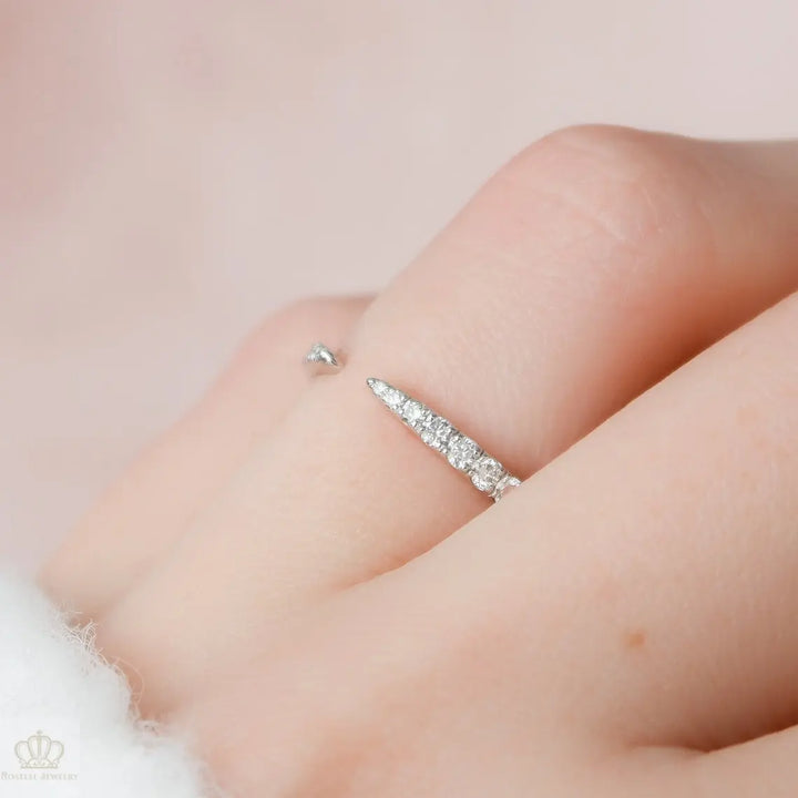 U Pave Rounded Open Wedding Band Ring - CR001 - Roselle Jewelry
