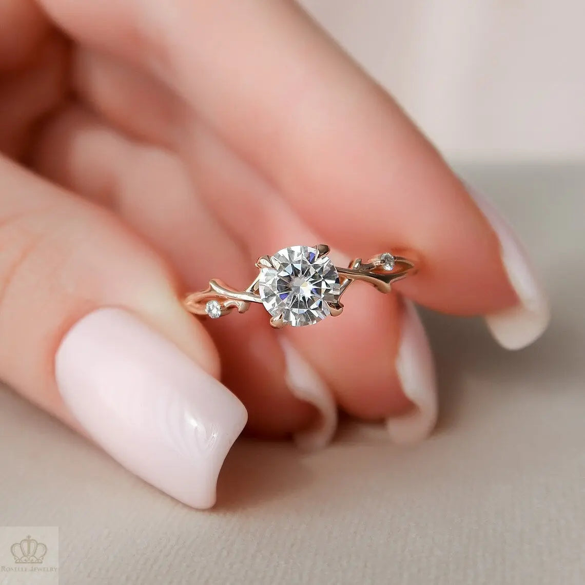 Twig Braided Diamond Engagement Ring [Setting Only] - EC076 - Roselle Jewelry